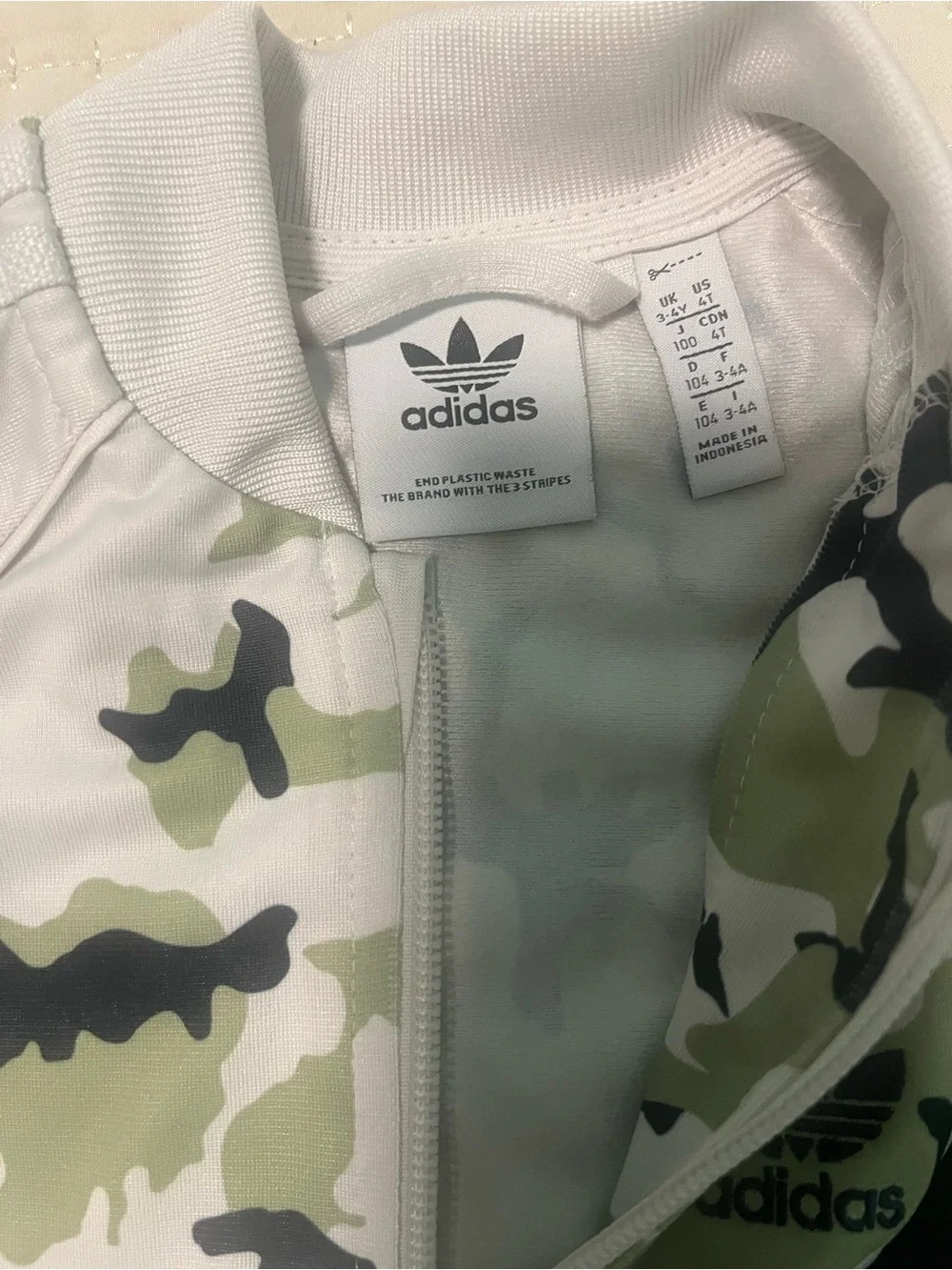 Adidas Kids Camo Zip Jacket and Pant Set in Green, Black